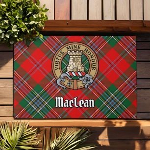 Clan MacLean Crest over Tartan Doormat