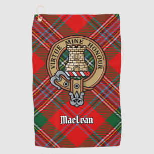 Clan MacLean Crest over Tartan Golf Towel