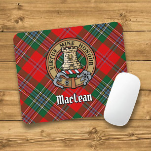 Clan MacLean Crest over Tartan Mouse Pad