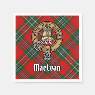Clan MacLean Crest over Tartan Napkin