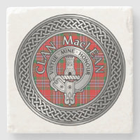 Clan MacLean Crest & Tartan Knot Stone Coaster