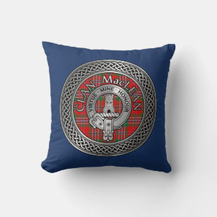 Clan MacLean Crest & Tartan Knot Throw Pillow