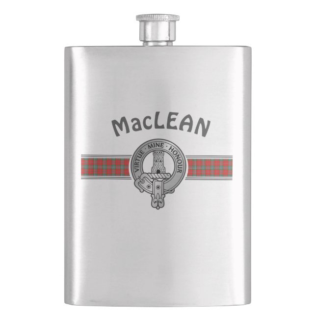 Clan MacLean (Edit) Crest & Tartan Hip Flask (Front)