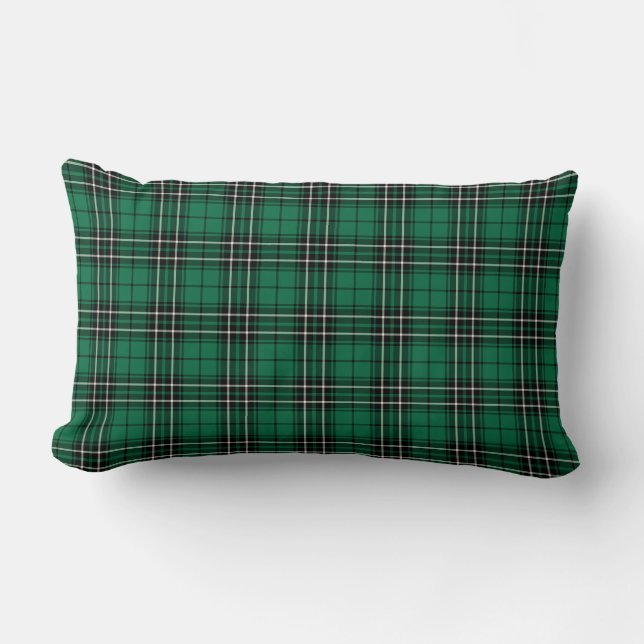 Clan MacLean Hunting Tartan Bright Green Plaid Lumbar Cushion (Front)