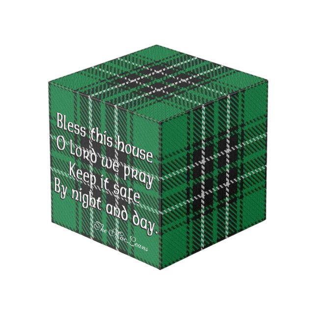 Clan MacLean Tartan House Blessing Cube (Front Angled)