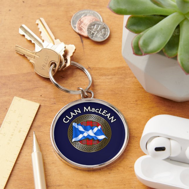 Clan MacLean Tartan Knot & Flag Key Ring (Desk)