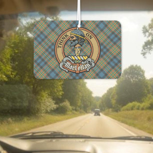 Clan MacLellan Crest over Ancient Tartan Car Air Freshener
