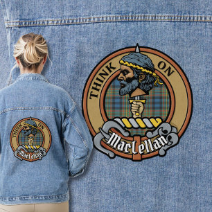 Clan MacLellan Crest over Ancient Tartan Denim Jacket