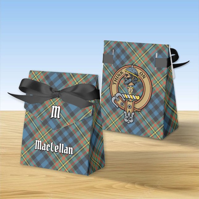 Clan MacLellan Crest over Ancient Tartan Favour Box (Creator Uploaded)