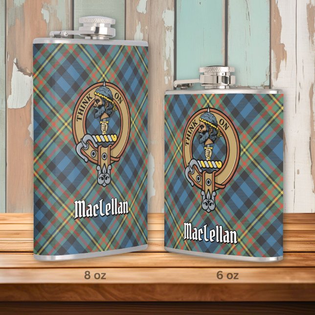 Clan MacLellan Crest over Ancient Tartan Hip Flask (Creator Uploaded)