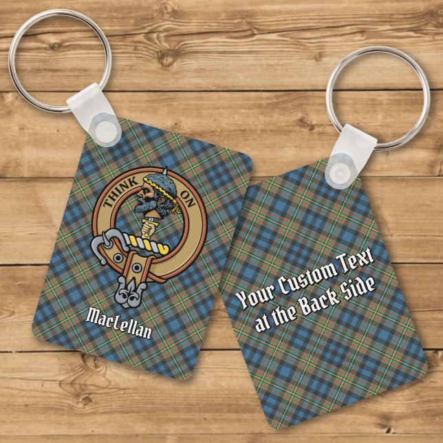 Clan MacLellan Crest over Ancient Tartan Key Ring (Creator Uploaded)
