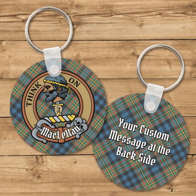 Clan MacLellan Crest over Ancient Tartan Key Ring (Creator Uploaded)