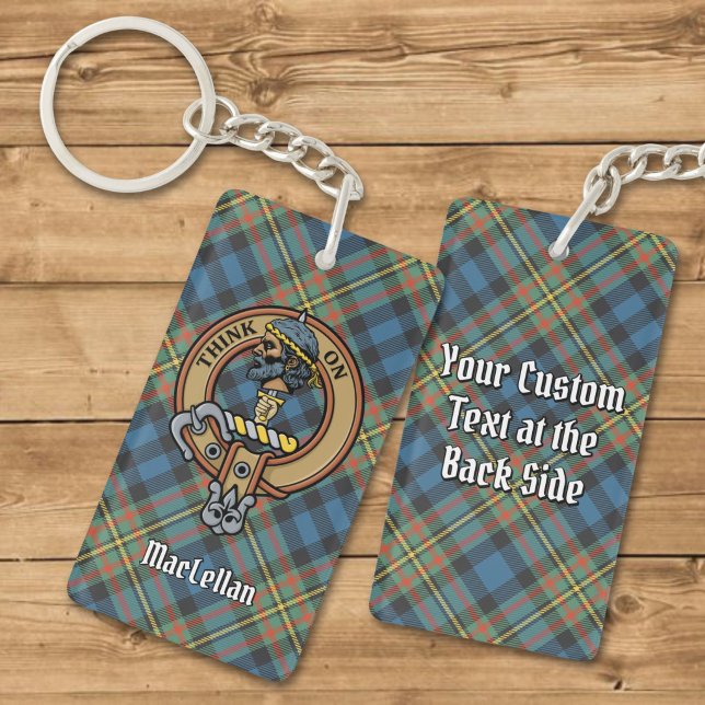 Clan MacLellan Crest over Ancient Tartan Key Ring (Creator Uploaded)