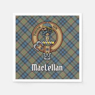 Clan MacLellan Crest over Ancient Tartan Napkin