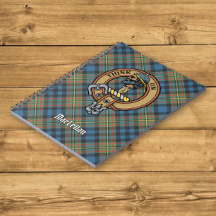 Clan MacLellan Crest over Ancient Tartan Notebook