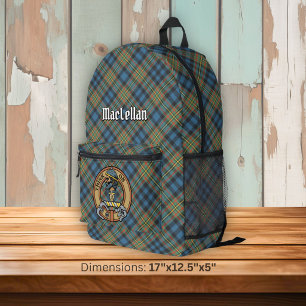 Clan MacLellan Crest over Ancient Tartan Printed Backpack