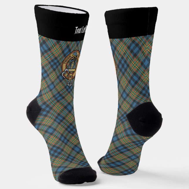Clan MacLellan Crest over Ancient Tartan Socks (Angled)