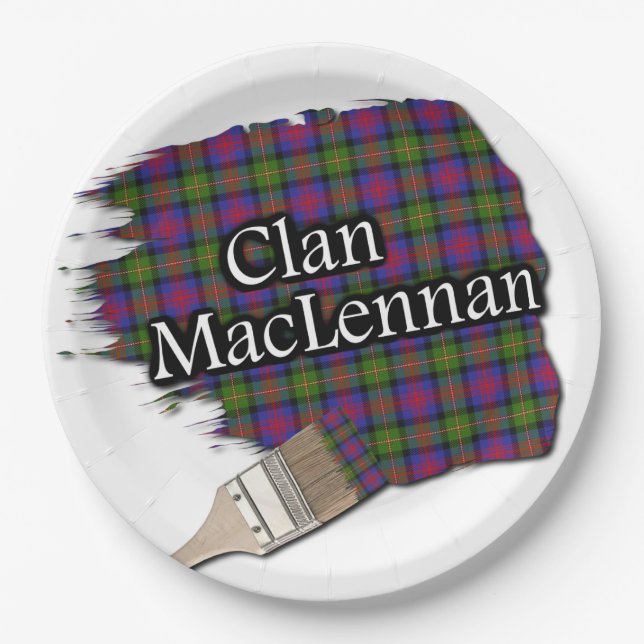 Clan MacLennan Scottish Tartan Paint Brush Paper Plate (Front)