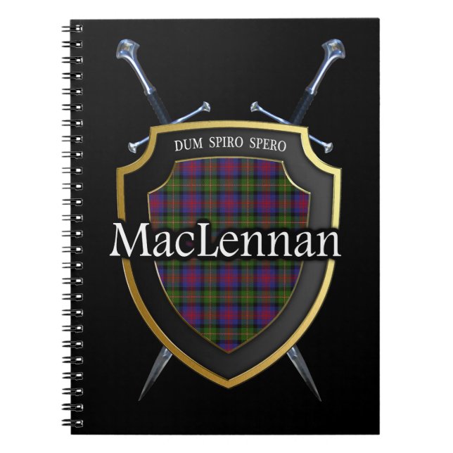 Clan MacLennan Tartan Shield & Swords Notebook (Front)