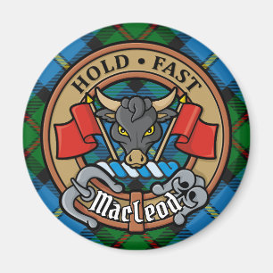 Clan MacLeod Crest over Hunting Tartan Magnet
