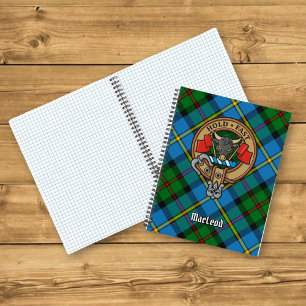 Clan MacLeod Crest over Hunting Tartan Notebook