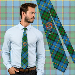 Clan MacLeod Crest over Hunting Tartan Tie