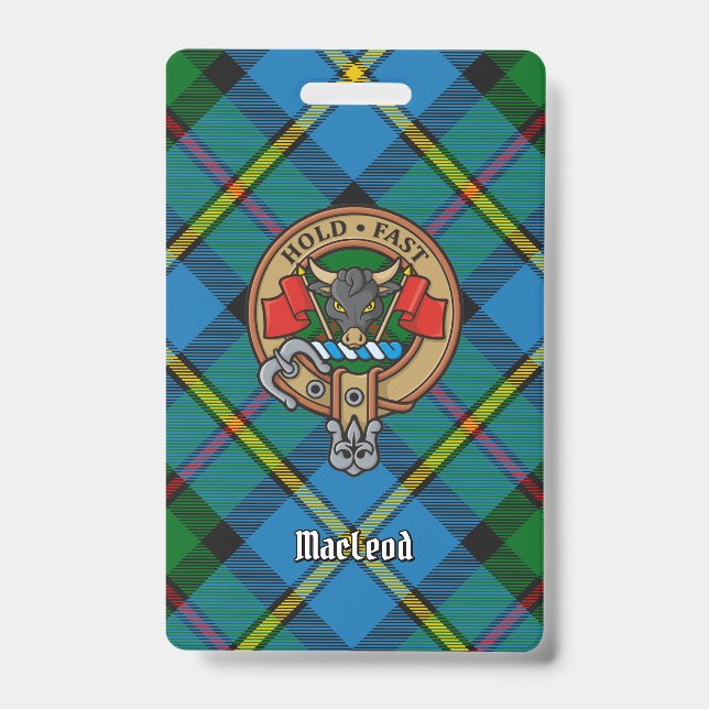 Clan MacLeod Crest over Tartan ID Badge (Front)