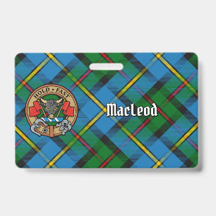 Clan MacLeod Crest over Tartan ID Badge