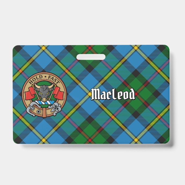 Clan MacLeod Crest over Tartan ID Badge (Front)