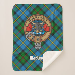Clan MacLeod Crest over Tartan Sherpa Blanket