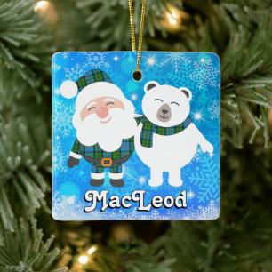 Clan MacLeod Merry Christmas Harris Tartan Ceramic Ornament