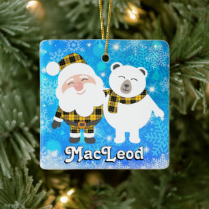 Clan MacLeod Merry Christmas Lewis Tartan Ceramic Ornament