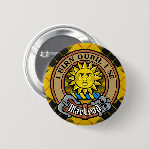 Clan MacLeod of Lewis Crest over Tartan 6 Cm Round Badge