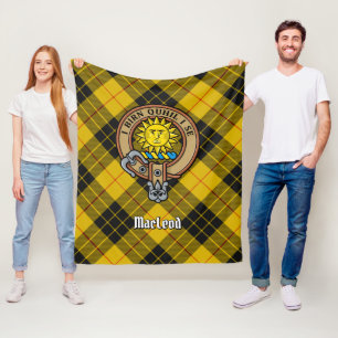 Clan MacLeod of Lewis Crest over Tartan Fleece Blanket
