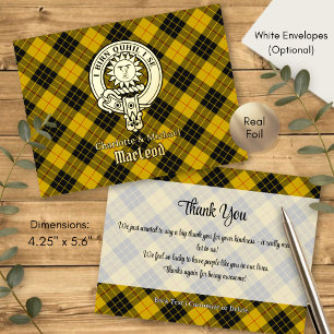 Clan MacLeod of Lewis Crest over Tartan Foil Invitation Postcard