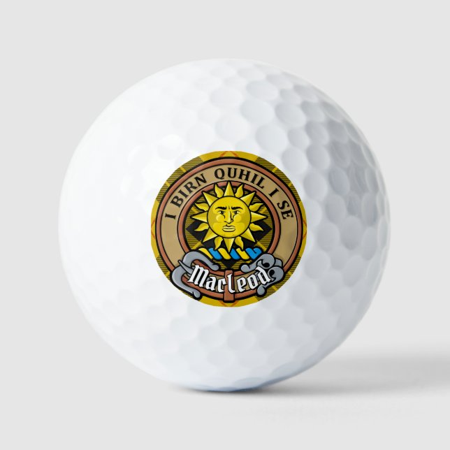 Clan MacLeod of Lewis Crest over Tartan Golf Balls (Front)