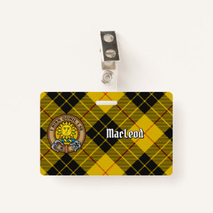 Clan MacLeod of Lewis Crest over Tartan ID Badge