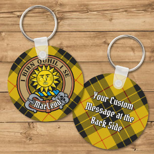 Clan MacLeod of Lewis Crest over Tartan Key Ring