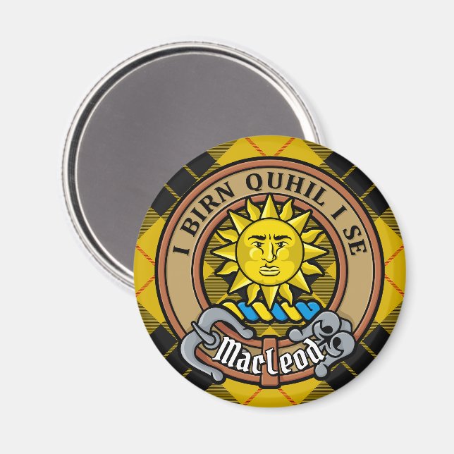 Clan MacLeod of Lewis Crest over Tartan Magnet (Front/Back)