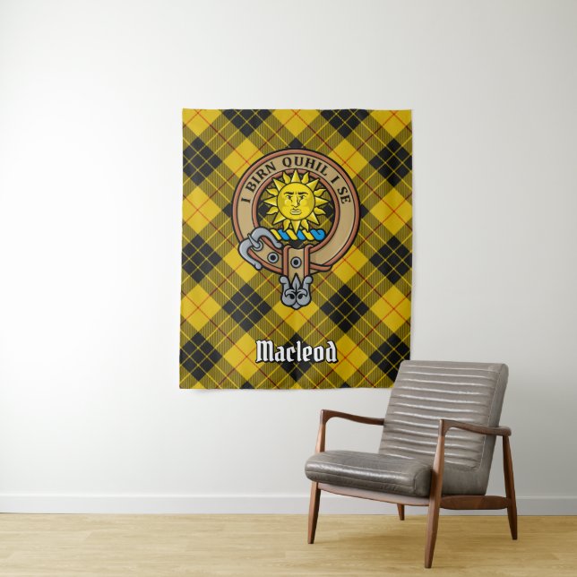 Clan MacLeod of Lewis Crest over Tartan Tapestry (In Situ)