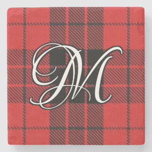 Clan MacLeod of Raasay Tartan Custom Monogram Stone Coaster