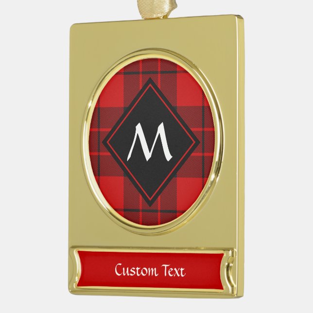 Clan Macleod of Raasay Tartan Gold Plated Banner Ornament (Left)