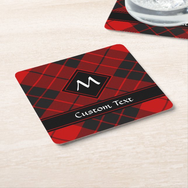 Clan Macleod of Raasay Tartan Square Paper Coaster (Angled)