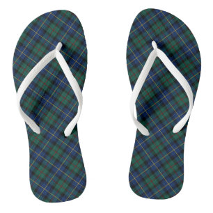 Clan MacLeod of Skye Tartan Blue and Green Plaid Thongs
