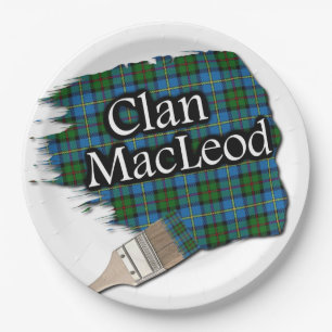 Clan MacLeod Scottish Tartan Paint Brush Paper Plate