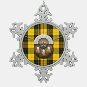 Clan MacLeod Tartan And Sporran Snowflake Pewter Christmas Ornament