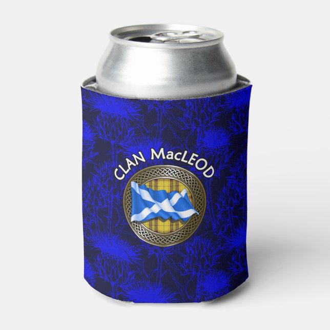 Clan MacLeod Tartan Knot & Flag Can Cooler (Can Front)