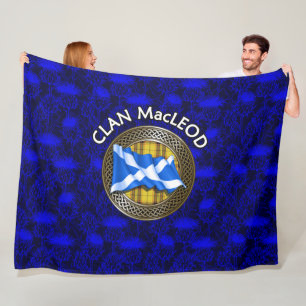 Clan MacLeod Tartan Knot & Flag Fleece Blanket