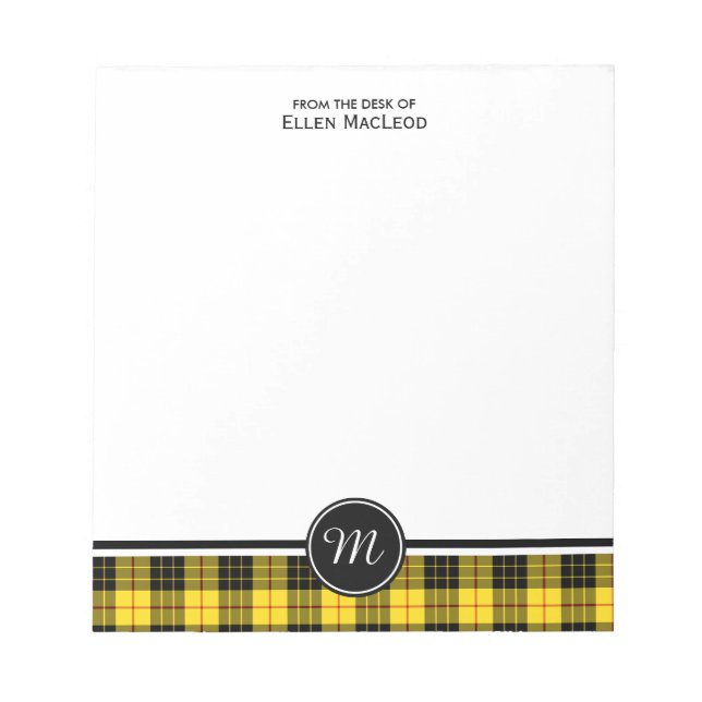 Clan MacLeod Tartan Monogram Notepad (Front)