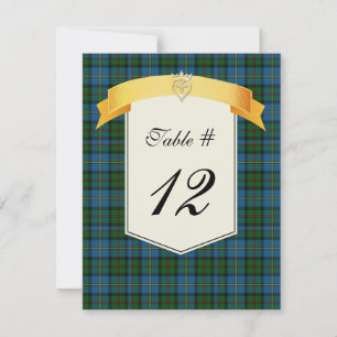 Clan MacLeod Tartan Plaid Wedding Table Number